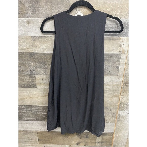 Umgee Small Boho Dress Heavy Floral Embroidered Lined Pockets Black Sleeveless - Picture 6 of 8